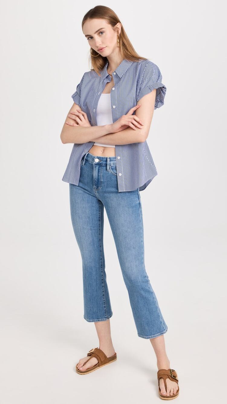 [Frame Denim] Jonah Medium Wash Mid Rise Le Crop Mini Boot Jeans Stretch Sz 26
